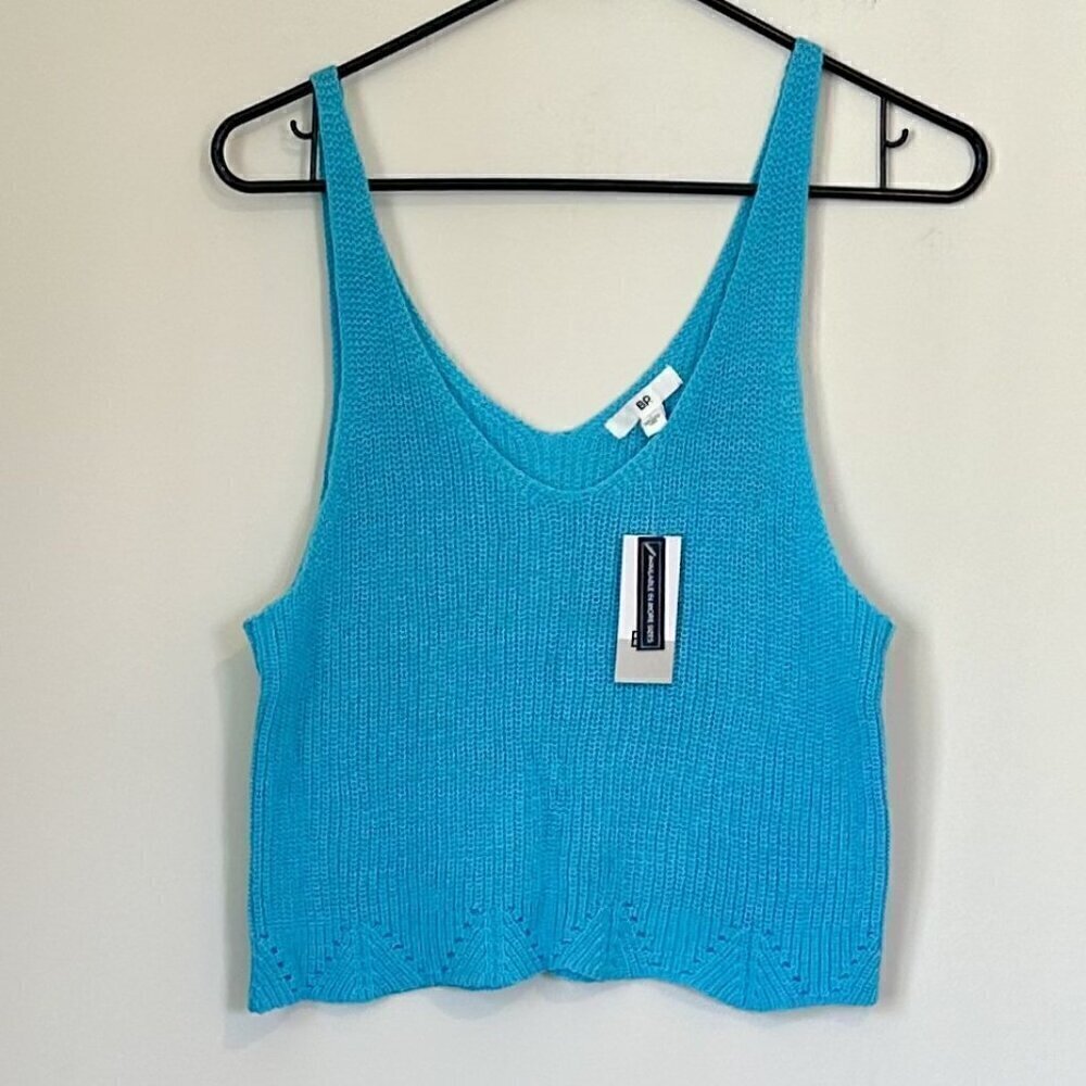 NWT BP by Nordstrom Turquoise Knit Cropped Tank Top - Size: Large